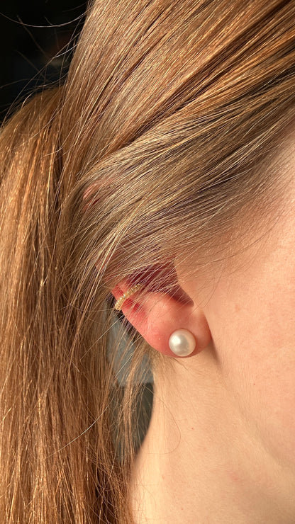 Earcuff "Greta" aus Edelstahl und Glasperlen in Hellgelb