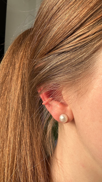 Earcuff "Jula" aus Edelstahl und Glasperlen in Orange