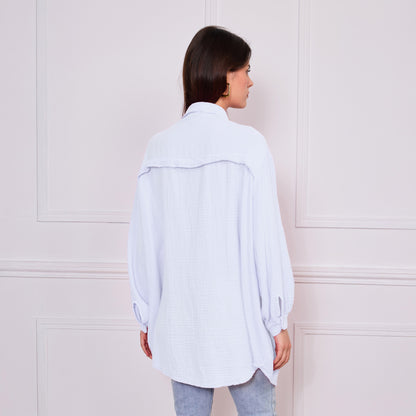 Oversize Musselinbluse "Mia" in Weiß – One Size