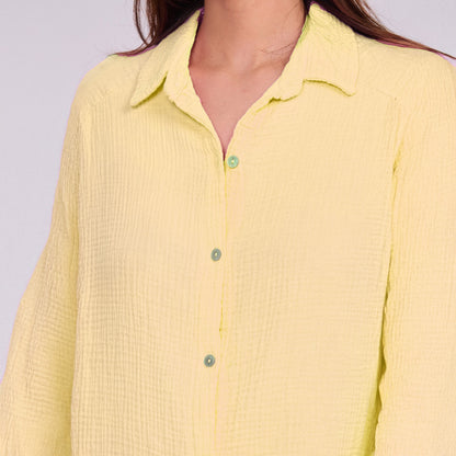 Oversize Musselinbluse "Mia" in Hellgelb – One Size