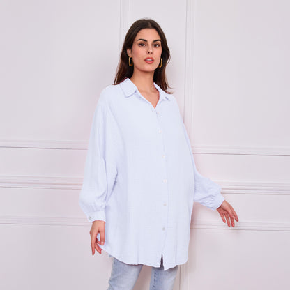 Oversize Musselinbluse "Mia" in Weiß – One Size