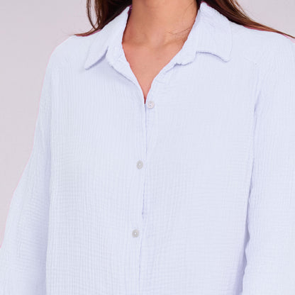 Oversize Musselinbluse "Mia" in Weiß – One Size